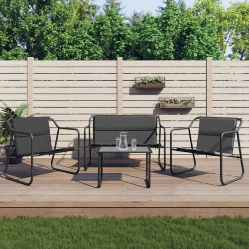 Yunovire 4-TLG. Garten-Lounge-Set, Anthrazit Stahl, Textilene, inkl. Kissen, 60x40cm Tisch, für Terrasse, Balkon, Außenbereich, modernes Design, hoher Komfort