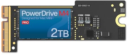 SSDMac PowerDrive M4 Pro 2TB - SSD interno 2TB per Apple Mac Mini M4 Pro da installare autonomamente - Velocità di scrittura fino a 10300 MB/s - Lettura fino a 5200 MB/s - Testato in Francia