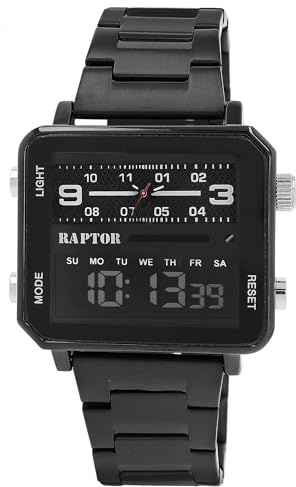 Raptor Damen Armbanduhr Analog-Digital in Schwarz, Gesamtlänge 23.5 cm, Edelstahlarmband – 3 ATM