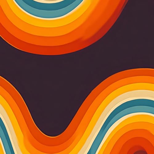 Self Adhesive Feature Removable retro vintage 70s style stripes poster lines shapes design graphic Peel and Stick Vinyl Wallpaper Roll, Sticky Lining Paper for Bedroom, Living Room, Kitchen Walls