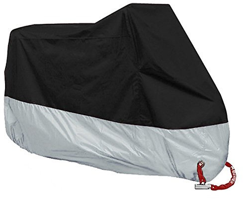 Bestland Motorrad Abdeckung Wasserdicht Staubdicht UV-Schutz Atmungsaktiv Sunblocker Motorradplane Cover Outdoor Roller Abdeckplane, Schwarz/Silber (XXL)