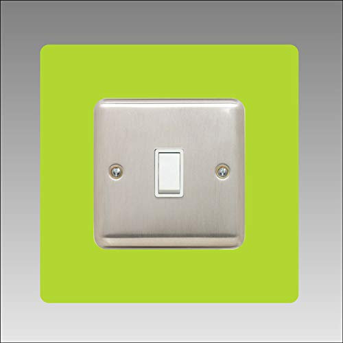 Single Light Switch Surround | Square | Acrylic Back Panel or Finger Plate | Plug, Font Colour:Lime Green