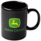 JOHN DEERE Schwarze Porzellantasse, 340 ml Kapazität, schlichter Kaffee-Becher mit Hirsch-Logo