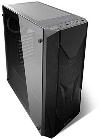 Sahara Gaming EK33 Tempered Glass ATX/mATX/ITX RGB computer gaming case – Black (Including 4 x Pirate Turbo 12cm ARGB fans and 1 x standalone & SYNC fan controller with remote)