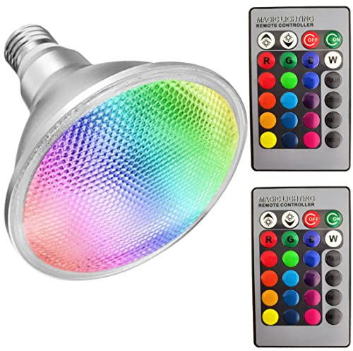 YAKAiYAL 20W Par38 RGB LED Reflektorlampe E27 Wasserdicht IP65 AC85-265V 120 Grad RGB COB Flutlichtbirne Farbwechsel Reflektorlampe 1-Pack MEHRWEG