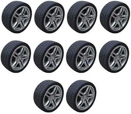 Milisten 10 Stück 4,8 cm Durchmesser Gummireifen FüR Modellautos, Diy Runde GummiräDer, Handwerksbedarf FüR Heimprojekte (1:10, Schwarz)