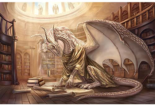 WACYDSD Puzzle 1000 Teile Weißer Drache In Der Buchhandlung Erwachsenen Puzzle Kinder Puzzle Holz Puzzle Spielzeug DIY Kit Home Decor 75x50cm