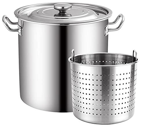 Rostfreier Stahl Großer Suppentopf Siebkorb Mit Deckel, Handelsklasse Kochgeschirr-Suppentöpfe Sieden Meeresfrüchte Frittieren Schwerlast Induktionssuppentopf (90 L)