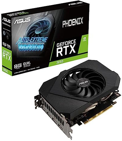 ASUS Phoenix NVIDIA GeForce RTX 3050 - Tarjeta gráfica para Juegos PCIe 4.0, Memoria GDDR6 de 8 GB, HDMI 2.1, DisplayPort 1.4a, diseño de Ventilador Axial-Tech, Placa Trasera Protectora, rodamientos