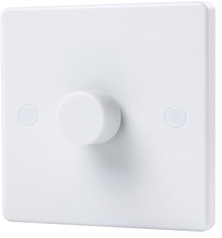 Aroidful 5-200W LED Dimmer Switch, Push On/Off 1 Gang 2-Way Rotary Trailing Edge Dimmer Switch for Dimmable LED Lights/Incandescent/Halogen (White)