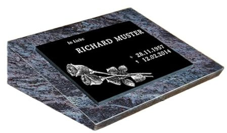 Urnengrabstein Nr. 6, Grabstein, Grabschmuck, Gedenkstein, Grabmal, Grabplatte inkl. Inschrift und Motiv mit Sockel