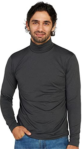 LAPASA Herren Rollkragen Thermounterhemd, Innenfleece Thermounterwäsche langärmliges Thermo-Shirt Funktionsunterwäsche Oberteil (M122), Dunkelgrau meliert (Warm), L