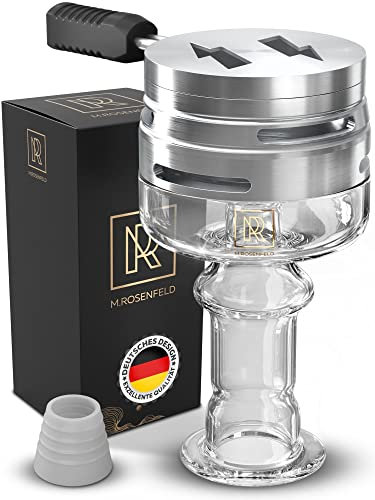 M. Kit de chicha Rosenfield avec tête en verre de qualité supérieure – Tête de narguilé avec fumoir HULI HMD avec fond multi-anneaux unique – Convient à toutes les têtes courantes, conçu en Allemagne