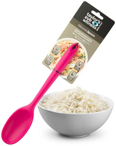 Taylors Eye Witness Large Silicone Fuchsia Stirring Spoon - Dishwasher Safe, Heat Resistant (260°C/500°F), Non-Scratch