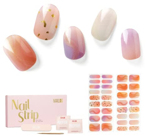 NAILOG Nagelfolie uv härtend,34 Stück Nagelsticker selbstklebend in Salonqualität, lang anhaltende Soft Gel Finish Nagelfolien Nails Starter Set für Frauen, Twilight