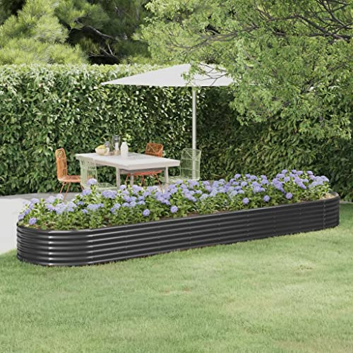 WIFESE JardinièRe Acier Enduit De Poudre 396x100x36 Cm Anthracite Jardinieres Exterieur Jardiniere Bois Jardiniere Balcon Carré Potager Bacs ã Fleurs