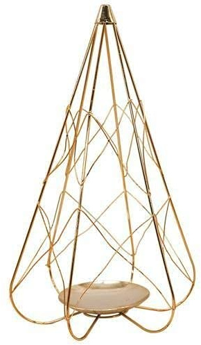Candlesticks, Nordic Metal Pyramid Shape Table Decoration Bar Restaurant Home Decoration Candle Tea Light (L)