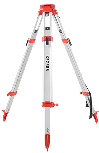 KEZERS Trípode de topografía de aluminio, trípode resistente con abrazadera rápida, trípode plano roscado de 5/8-11 para nivel óptico automático