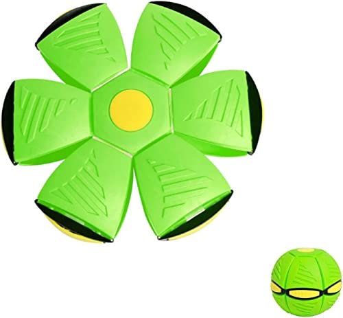WSADZXC77 Pet Toy Flying Saucer, Decompression Deformation Foot Stomp Light-Emitting Venting Stomp Ball for Dogs Adult Cats (Green, No Lights)