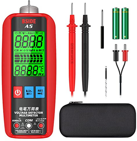 BSIDE A5 Smart Digital Multimeter Elektrische Tester Intelligente Messgerät Automatisch mit NCV VFC Misst AC DC Volt Amp Ohm Cap Hz Kontinuität Diode Temperatur Strommessgerät Taschenlampe