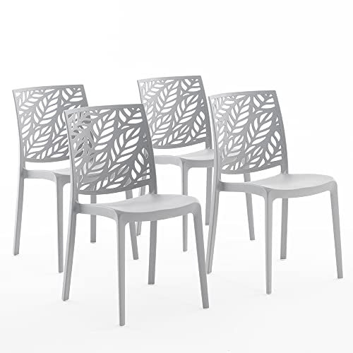 RATTATAN Dafne - Stühle aus mit Glasfaser verstärktem Harz (4, Hellgrau)