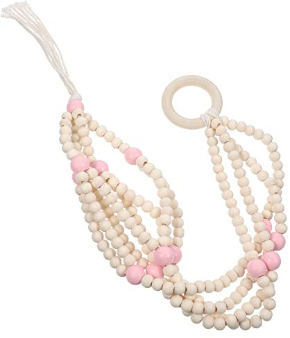 Yardwe Suspension pour Plantes Perles De Bois pour Pot De Fleurs Tissé Support Murale pour Jardinière Panier Suspendu pour Plantes Intérieur