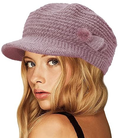 CheChury Barett Mütze Damen Baskenmütze Schicke Winter Strick Barett Visor Hut Winter Mütze Cord Newsboy Maler Hüte Plaid Achteckige Winter Vintage Mütze Hut Visier Winter Warm Hüte