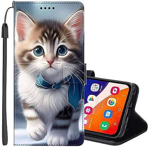 SEHEYA für Samsung Galaxy A04s / A13 5G Handyhülle mit Motiv PU Leder Hülle Handytasche Klapphülle Magnetverschluss Schutzhülle 3 Kartenhüllen Wallet Cover, Kleine Kätzchen