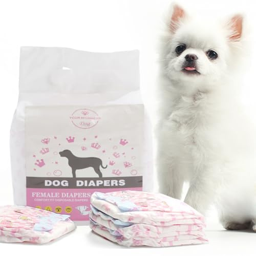 The Fellie Dog Nappies for Female Dogs, Disposable Dog Nappies Super Absorbent & 360°Leakage Protection, Dog Wraps for Dogs in Heat, Incontinence, Pet Training, Surgery Recovery, S - 10 Pcs