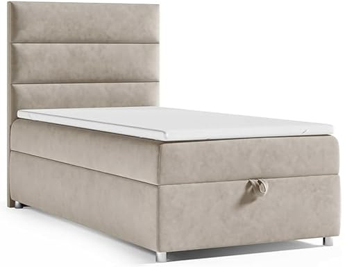 Best For Home - Trinity K-4 Boxspringbett 100x200 Single Bonellfederkern | Boxspringbett mit Matratze und Topper | Bett mit Bettkasten | Einzelbett mit Stauraum | Polsterbett - mit Lieferung