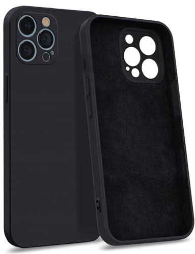 MyGadget Custodia per iPhone 12 Pro Max [Quadrupla Protezione] - Case in Silicone Rigido con Fodera in Microfibra - Cover Nero