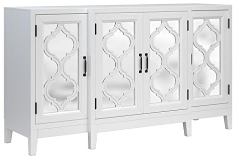 150 cm verspiegelte Konsole, Sideboard für Wohn- und Esszimmer, mit 4 Schränken und 3 verstellbaren Einlegeböden (D wie abgebildet)