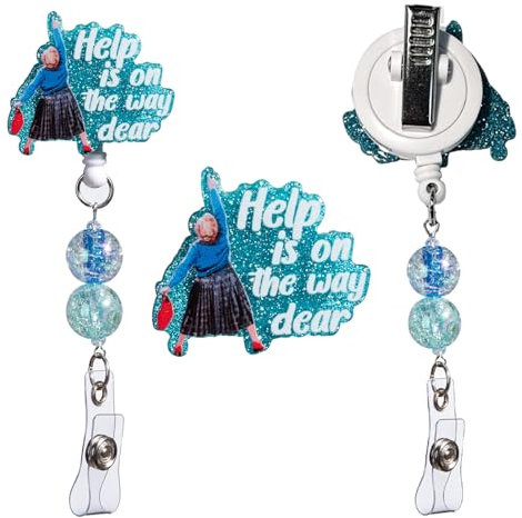 Porta badge retrattile con bobina per badge, divertente, con bobina per badge, con clip retrattile da 61 cm, in silicone, accessorio da ufficio (blu)