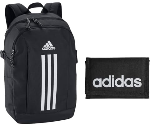 adidas Power Backpack Tasche, Black/White, One Size(26.4L) & HT4741 LINEAR Wallet Wallets Unisex Adult Black/White Größe NS