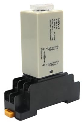 Minuterie de Retard H3Y-2 AC 220V avec Prise de Base, Bouton Rotatif de Retard de Mise sous Tension 0-60 Secondes 0-60 Minutes, minuterie Relais de Temps(0-60 Seconds)