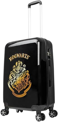 Harry Potter Koffer Trolley Kinder Reisekoffer Leicht Hogwarts Reisetrolley 4 Rollen für Kinder Teens Reise Urlaub Zubehör 9M (L67cm x W42cm - 60L), Schwarz