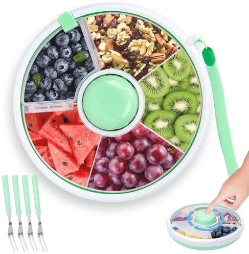 SelfTek Snackbox mit Fächern, Snack-Spinner mit Handschlaufe, Tragbarer Obst- und Süßigkeiten-Organizer für Kinder, Snack-Organizer, Kleiner Obst-Organizer für Kinder
