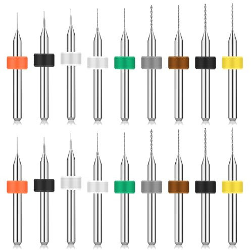 Molain Juego de 20 brocas micro de 0,1 mm – 1 mm, PCB, Micro espiral, acero de tungsteno, mini brocas PCB, placa de impresión, brocas para grabado de resina, vidrio, joyas, troquelado, placas de