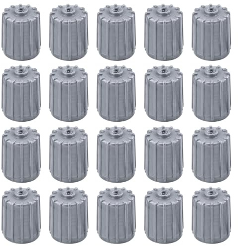 Silver Grey Plastic Tyre Valve Caps - Universal Dust Caps for Cars, SUVs, Bicycles, Motorcycles, Trucks - Rubber Airtight Seal, Screw-On (20 Packs)