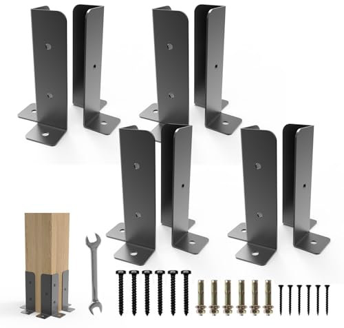 MissYolo Lot de 8 supports de base réglables pour pergola, poteau de boîte aux lettres et balustrade de terrasse, convient pour poteaux de clôture en bois de 1,5 x 1,5, 2 x 2, 2 x 4, 4 x 4, base de