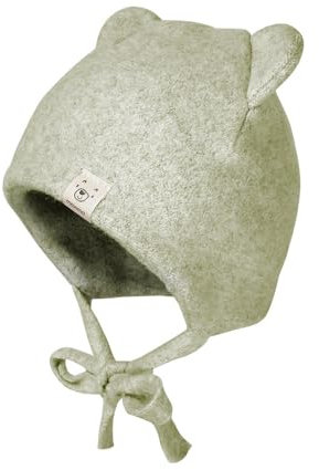 maximo GOTS Baby-Mütze, Öhrchen Fleece, Bindeband Made in Germany Baumwollfleece
