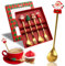 Kleinigkeiten für Adventskalender, Darryy Edelstahl Weihnachtslöffel, Weihnachtstasse, Weihnachtsbesteck, Marmeladenlöffel, Geschirr Weihnachten mit Geschenkverpackung, fur Tee Weihnachten(4-Teiliges)