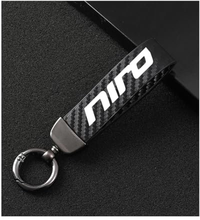 Générique Porte-CléS De Voiture pour KIA NIRO, Porte-CléS De Voiture en Microfiber Cuir avec Anneau en D Pivotant à 360°,Black