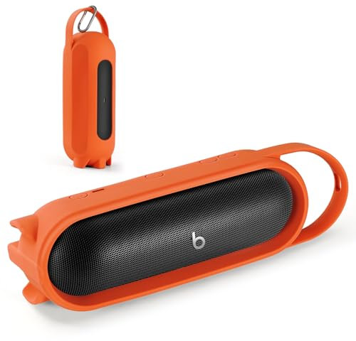 EUGOOCX Silikon-Tragetasche für Beats Pill 2024 tragbare Bluetooth-Lautsprecher, Schutzhülle, Reise-Hülle, Lautsprecher-Zubehör (Orange)