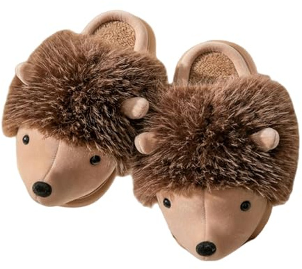 MYLLJBD Pantofole Donna Pantofole da Donna, Pantofole per Animali, Simpatiche Pantofole di Riccio, Pantofole Invernali Morbide E Calde, Scarpe di Cotone da Casa-marrone-40-41