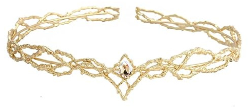 Elfen-Stirnband, Elfen-Kopfschmuck, Elfen-Krone, Tiara, Damen, Wassertropfen, Zirkon-Stirnband, Braut-Haarschmuck, Geschenke, Schmuck, Hochzeit, Kopfbedeckung for Cosplay-Zubehör (Gold)(Gold Champagne