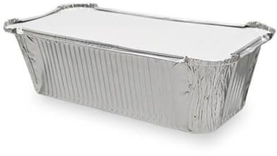 Générique 100 Barquettes Aluminium 1500 cc avec Couvercles en Carton et Aluminium – Parfaites pour Conservation, Transport et Réchauffage des Aliments