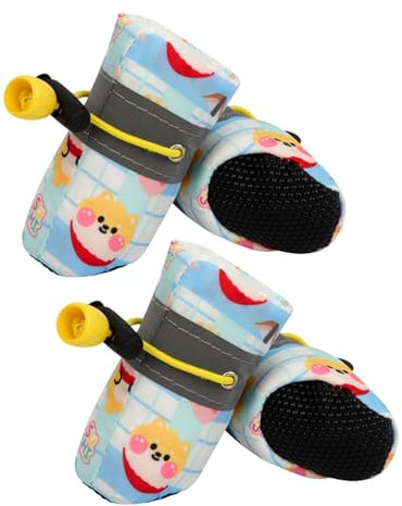 Winterstiefel für Hunde, Pfotenschutzschuhe für Hunde, 4X Schneestiefel für Hunde mit Kordelzug | Leichte und schmutzabweisende Katzenschuhe mit rutschfester weicher Sohle, diese Hunde mit Cartoon-Tie