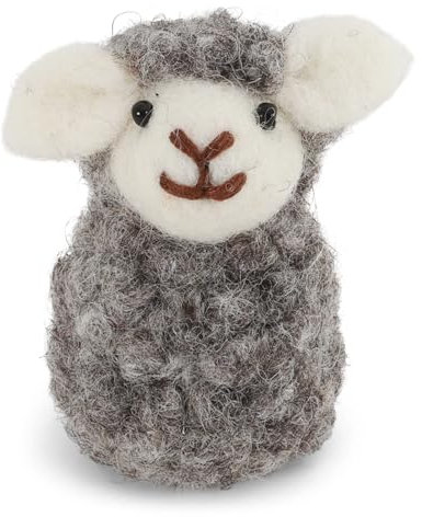 Gry & Sif Osterkranz, Dekokranz zum aufhängen, Filzkranz, Osterdekoration, Handmade, Fairtrade, Frühlingsdekoration, Naturdekoration (Schaf grau 5,5cm X 3 cm)