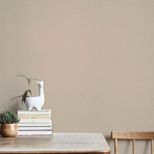 Elle 10444-02 Papier peint intissé aspect lin uni structure textile beige
